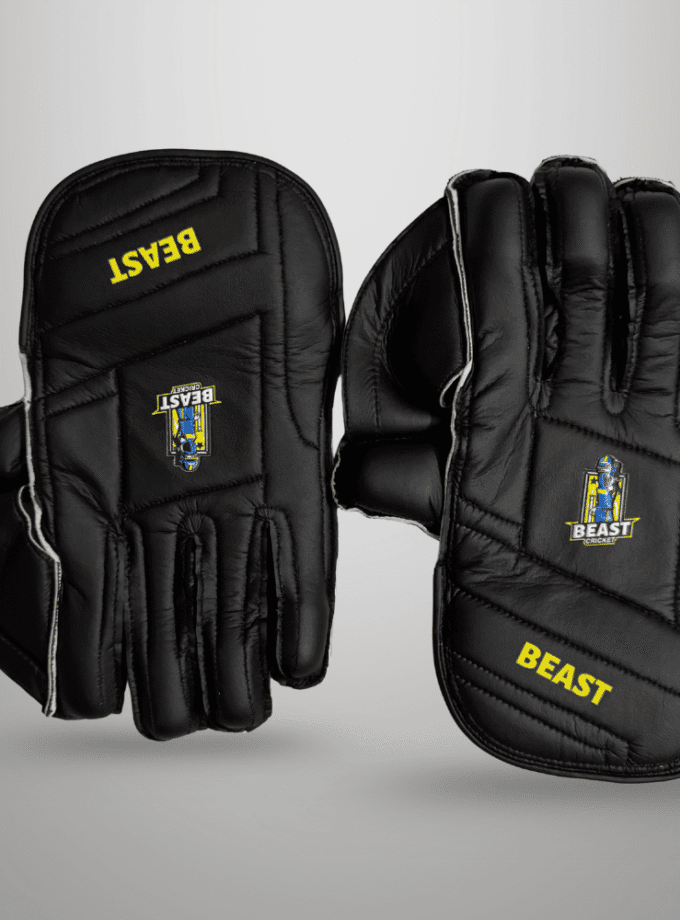Men Leather Wicket Keeping Gloves | Black