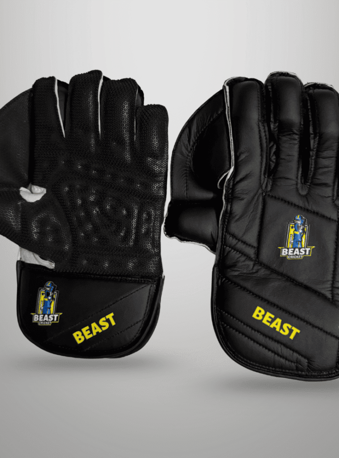 Men Leather Wicket Keeping Gloves | Black