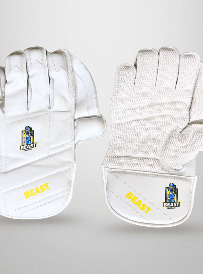 Men Leather Wicket Keeping Gloves | White