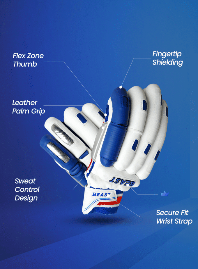 Batting Cut Players Gloves | Blue & White