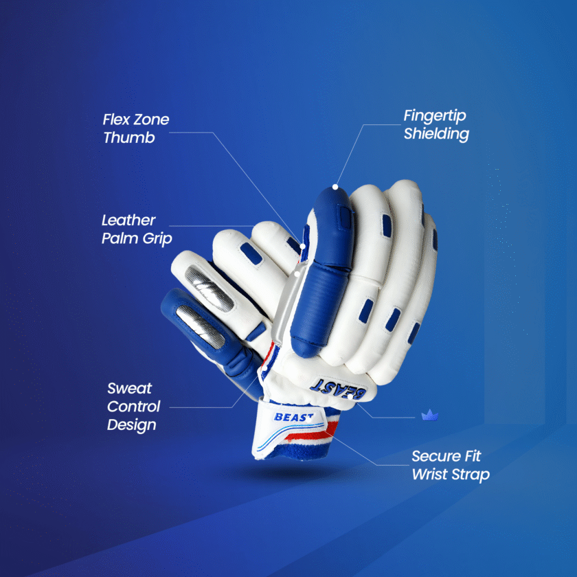 Batting Cut Players Gloves | Blue & White - Image 2