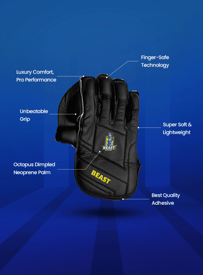 Men Leather Wicket Keeping Gloves | Black