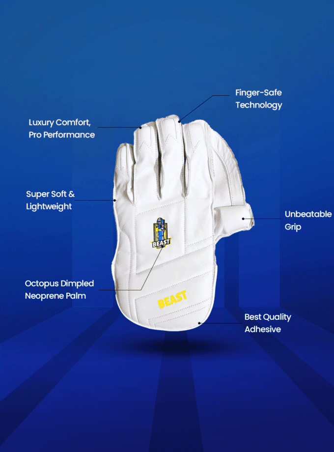 Men Leather Wicket Keeping Gloves | White