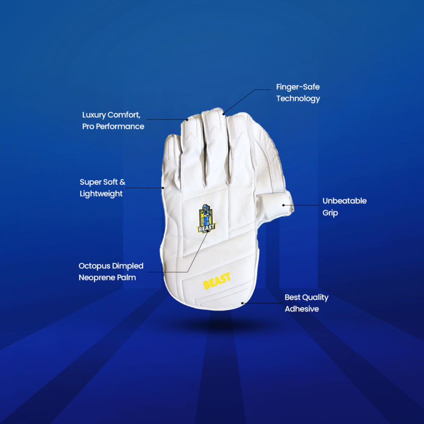 Men Leather Wicket Keeping Gloves | White - Image 2